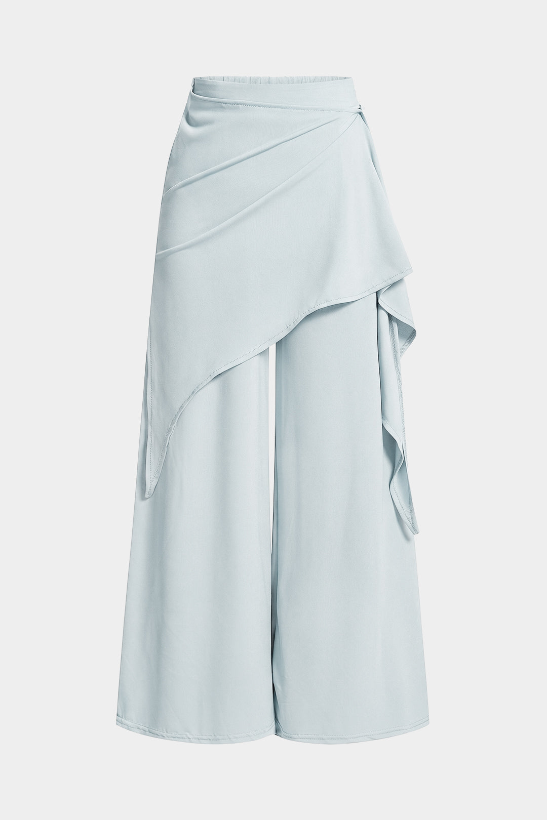Asymmetrische geraffte Hose mit weitem Bein und Bindedetail