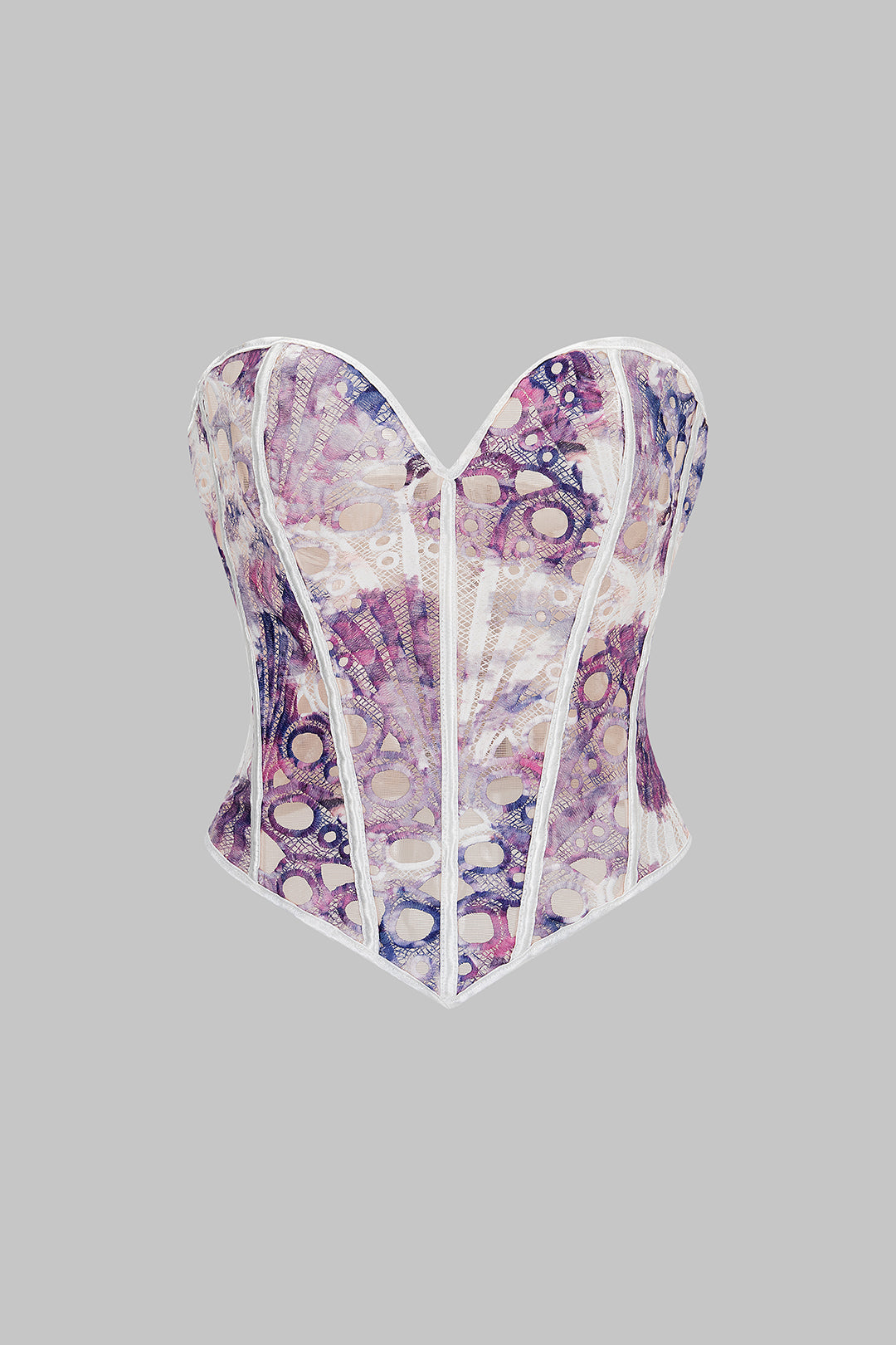 Mesh Hollow Out Corset Tie Back Tube Top