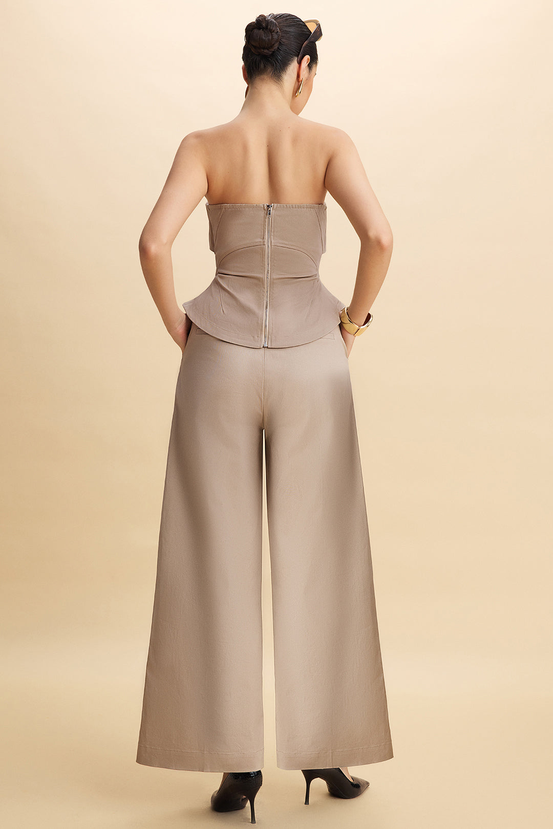 Zipper Waist-Cinching Strapless Tube Top