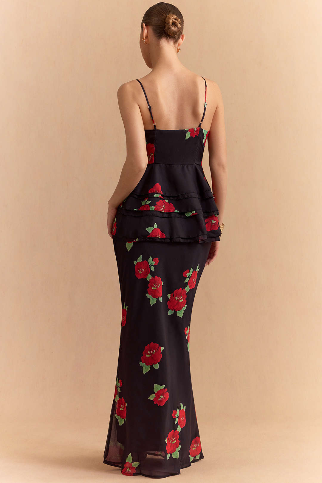 Florales Chiffon-Cami-Top mit Raffungen und Reißverschluss