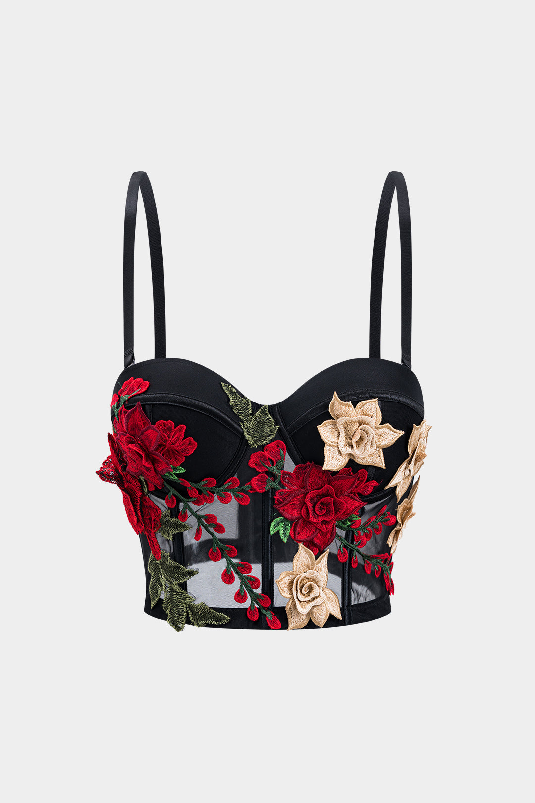 Haut caraco bustier transparent en résille avec applications