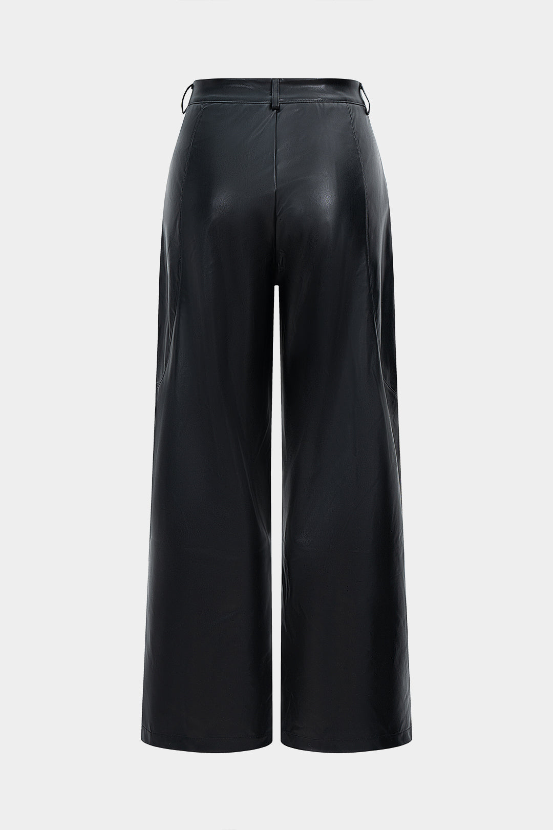 Gerade geschnittene Kunstlederhose mit Taschen