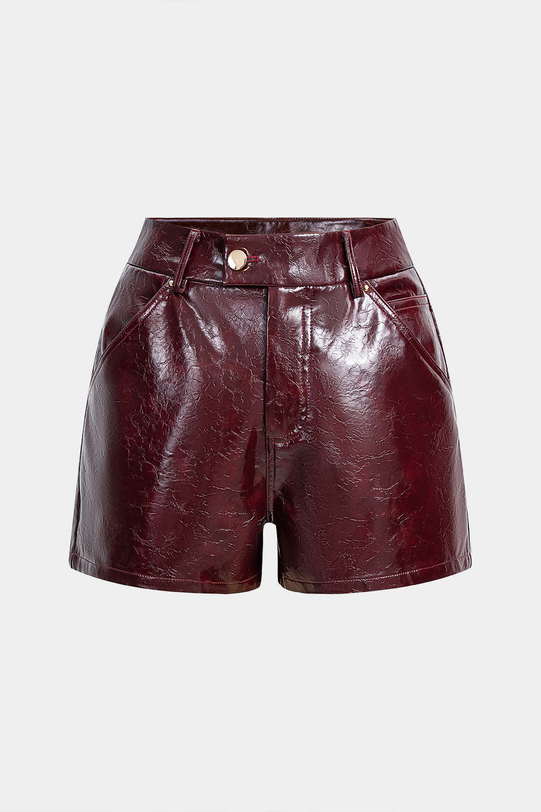 Shorts aus Kunstleder mit Knöpfen