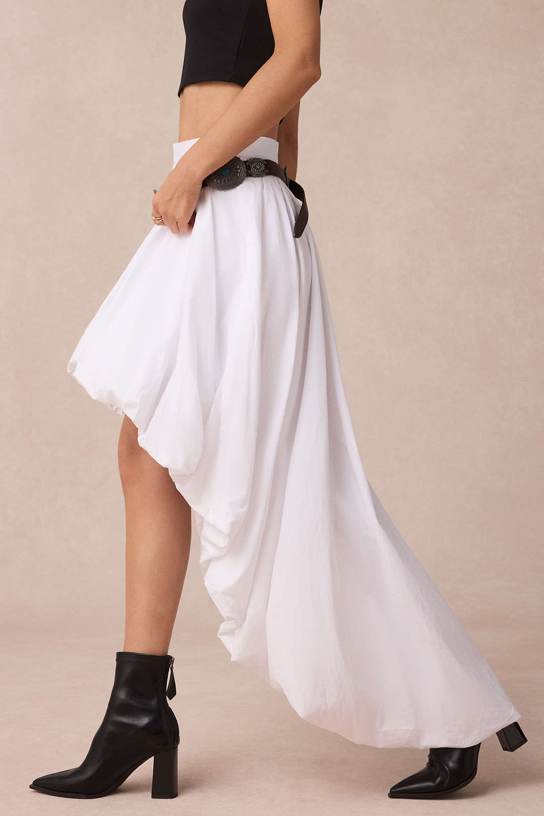 Irregular Hem Ruched Skirt