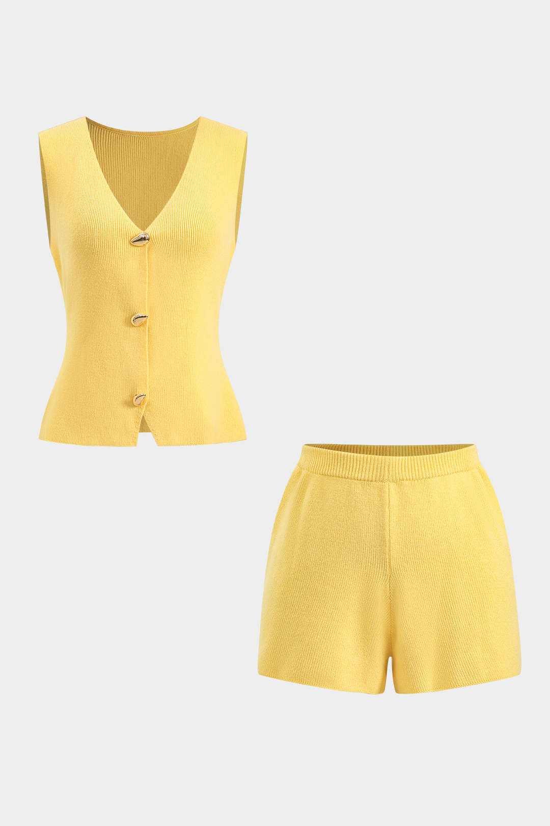 Knit Metallic Button Tank Top
