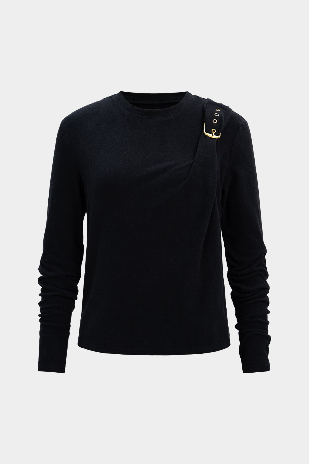 Rundhals-Langarmshirt mit asymmetrischem Saum