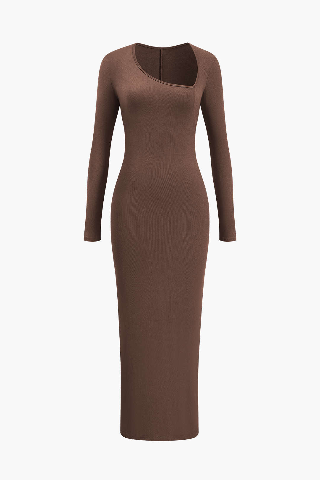 Robe longue asymétrique fendue au cou