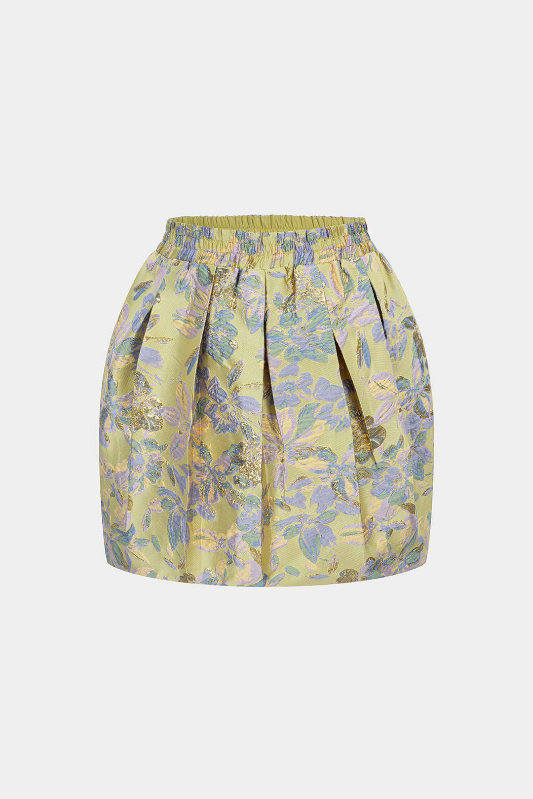 Rock mit Blumenmuster, Jacquard und gesmoktem Bund
