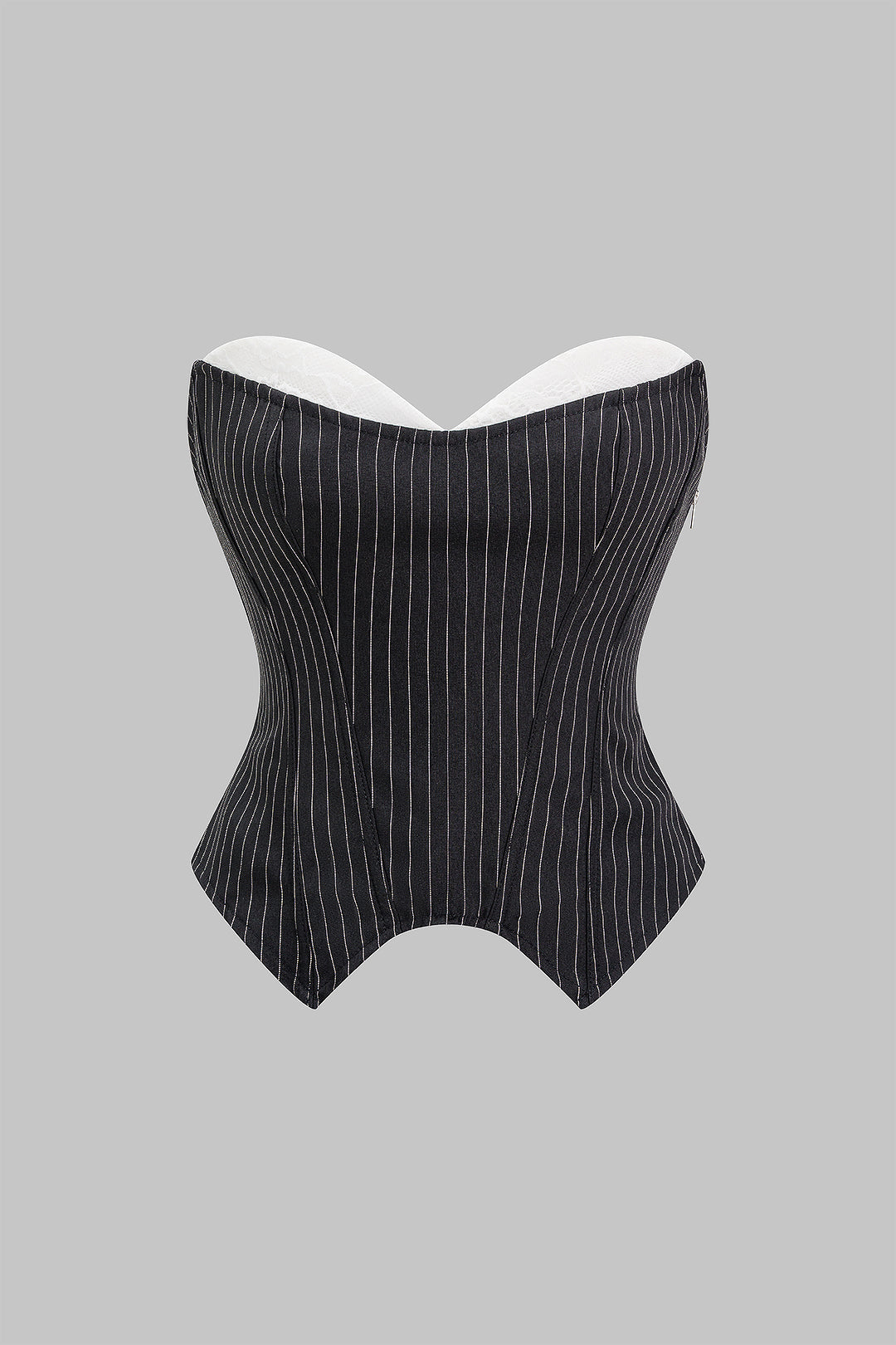 Stripes Print Lace Patchwork Tie-Up Tube Top