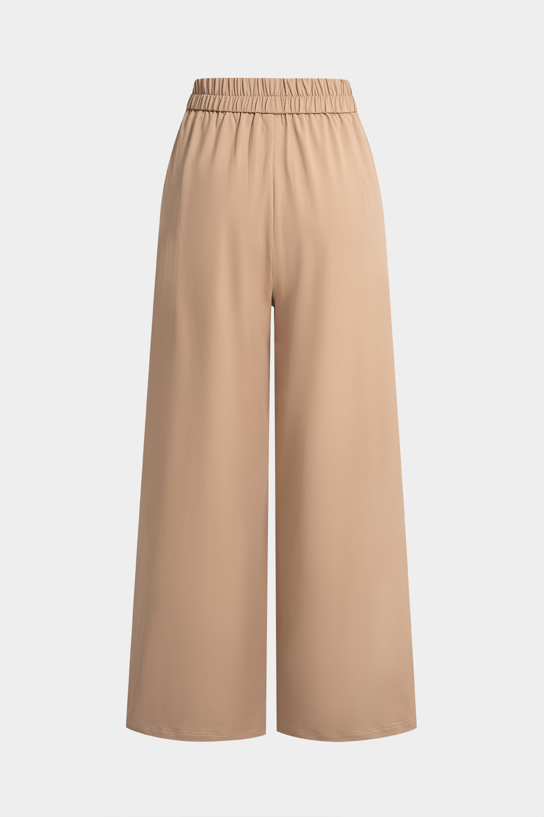 High Waist Shirred Waistband Straight Leg Pants