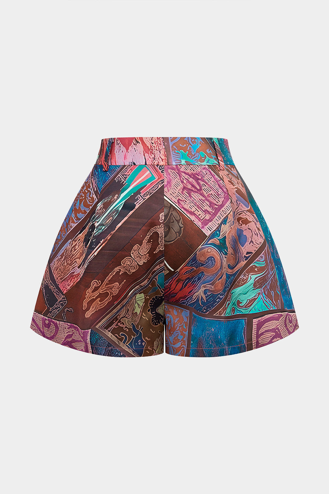 Gemusterte High-Waist-Shorts mit weitem Bein