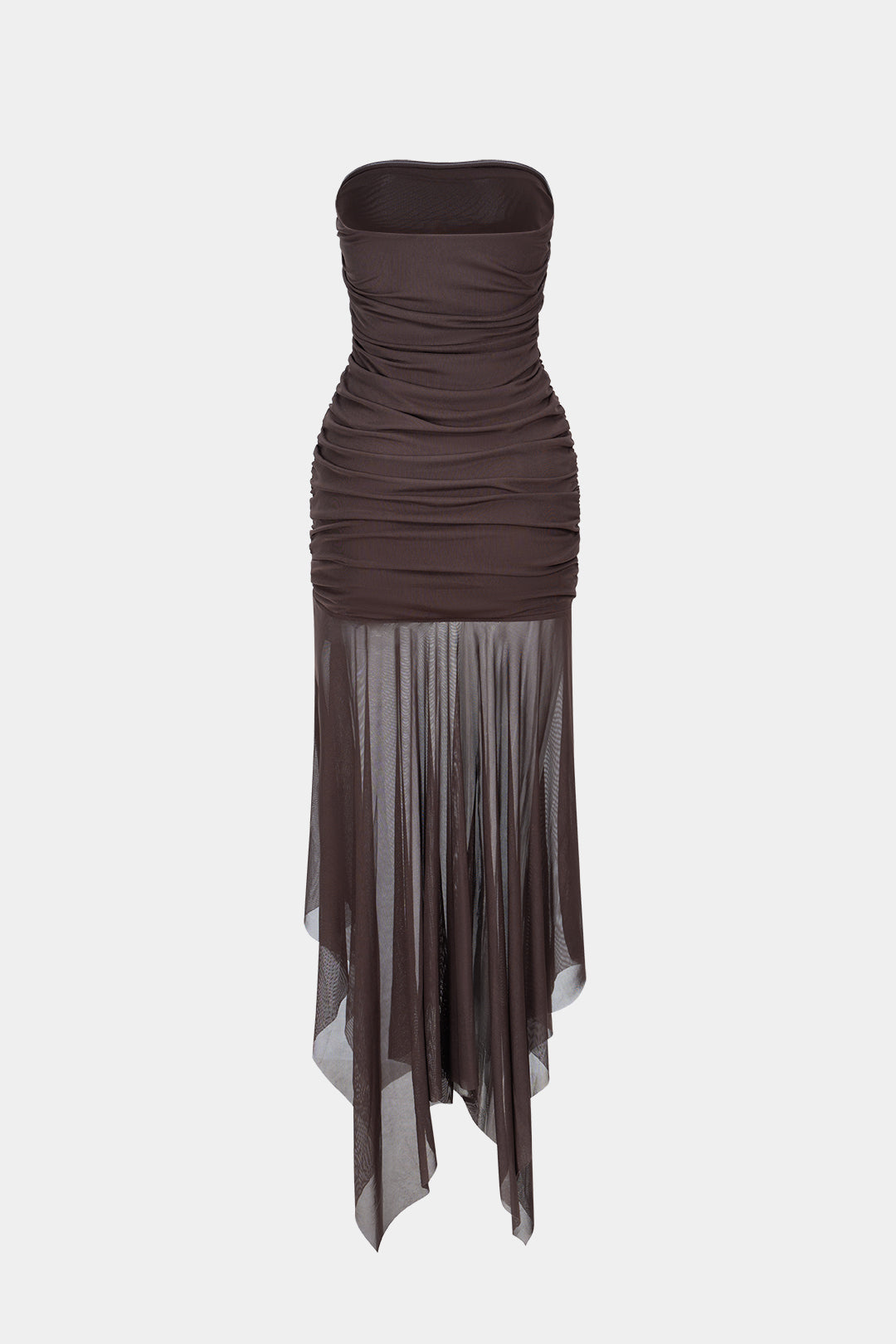Robe midi bustier en maille à ourlet irrégulier