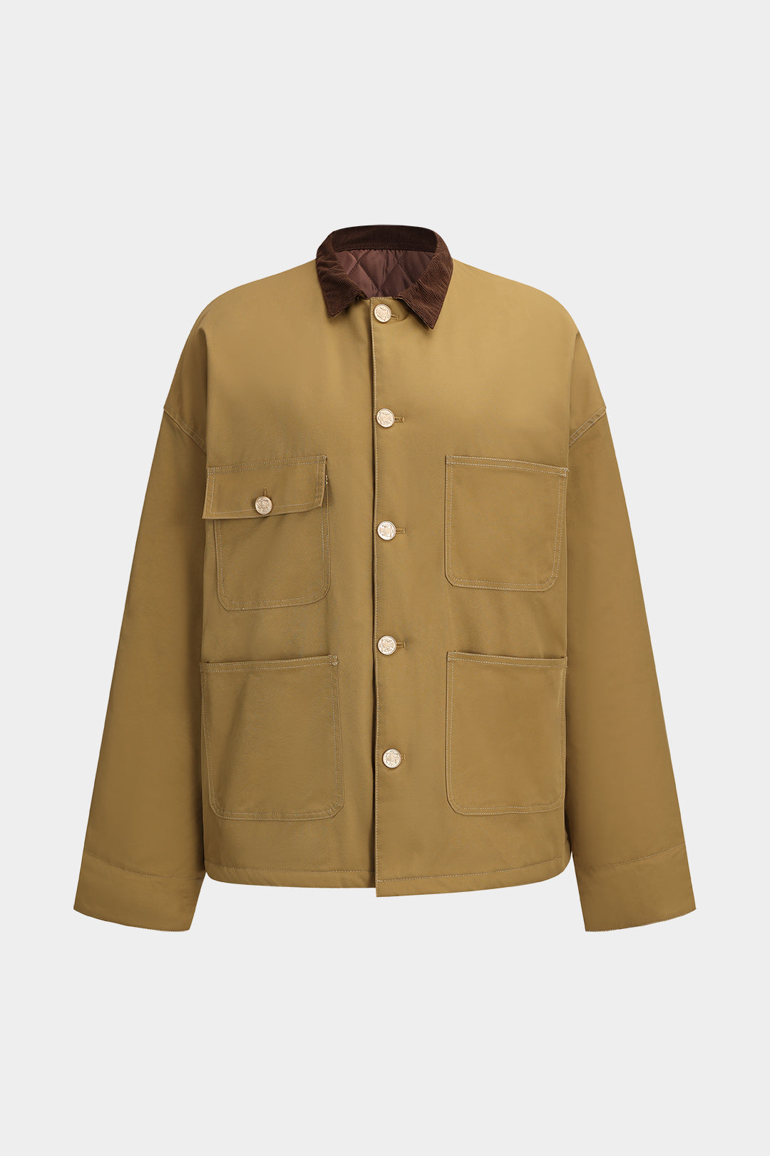 Veste matelassée à manches longues et poche boutonnée