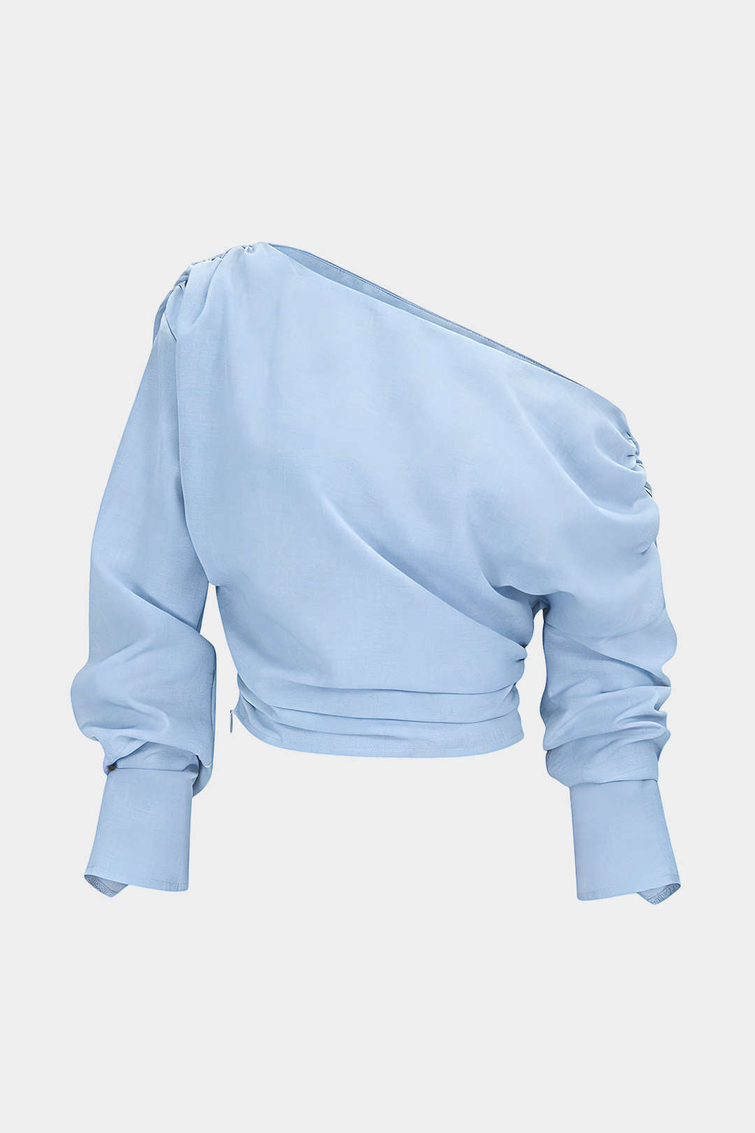 Asymmetrisches Langarmshirt mit Raffungen