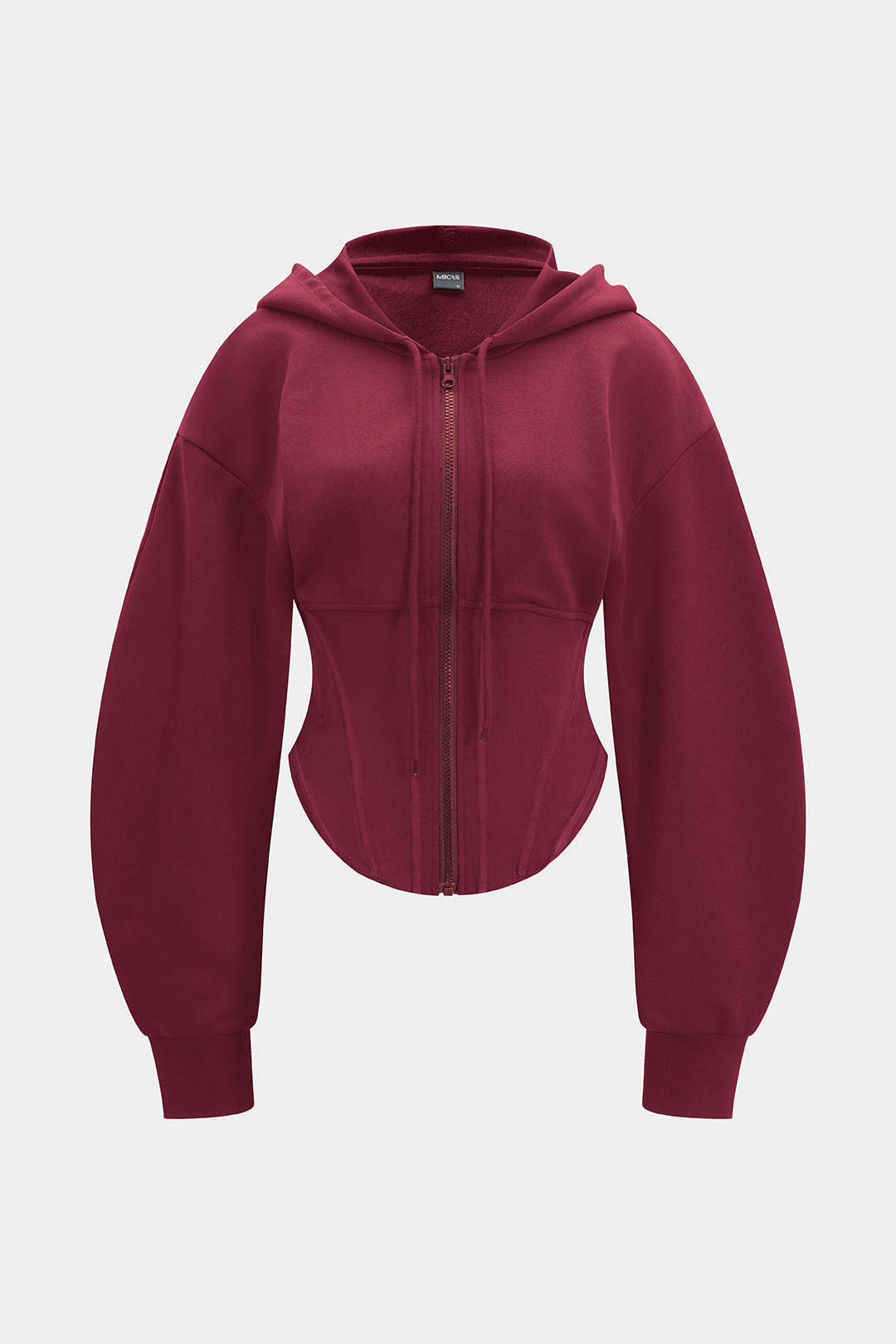 Sweat à capuche corseté à cordon de serrage et fermeture éclair