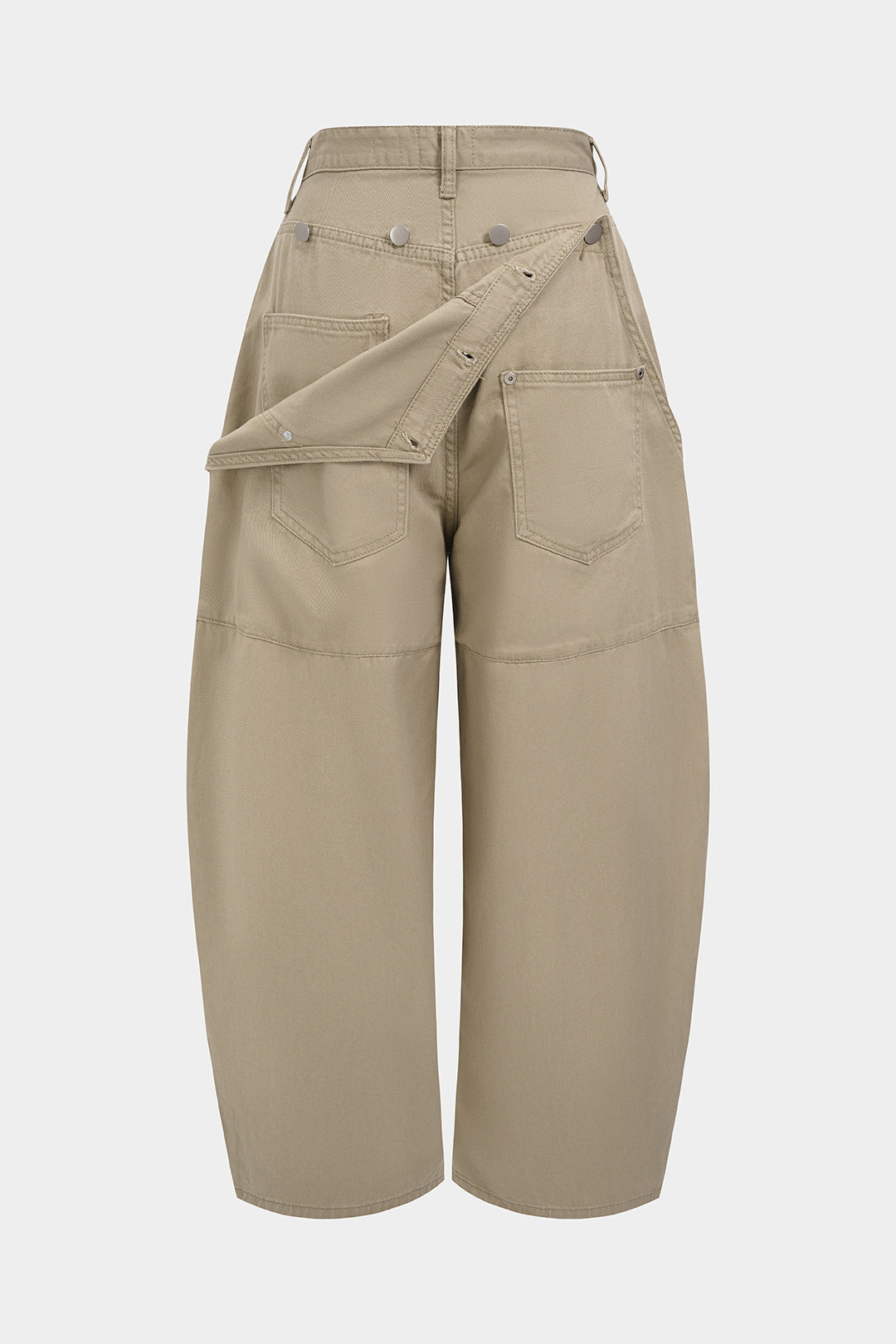 Denim Metallic Button Asymmetrical Pocket Jeans
