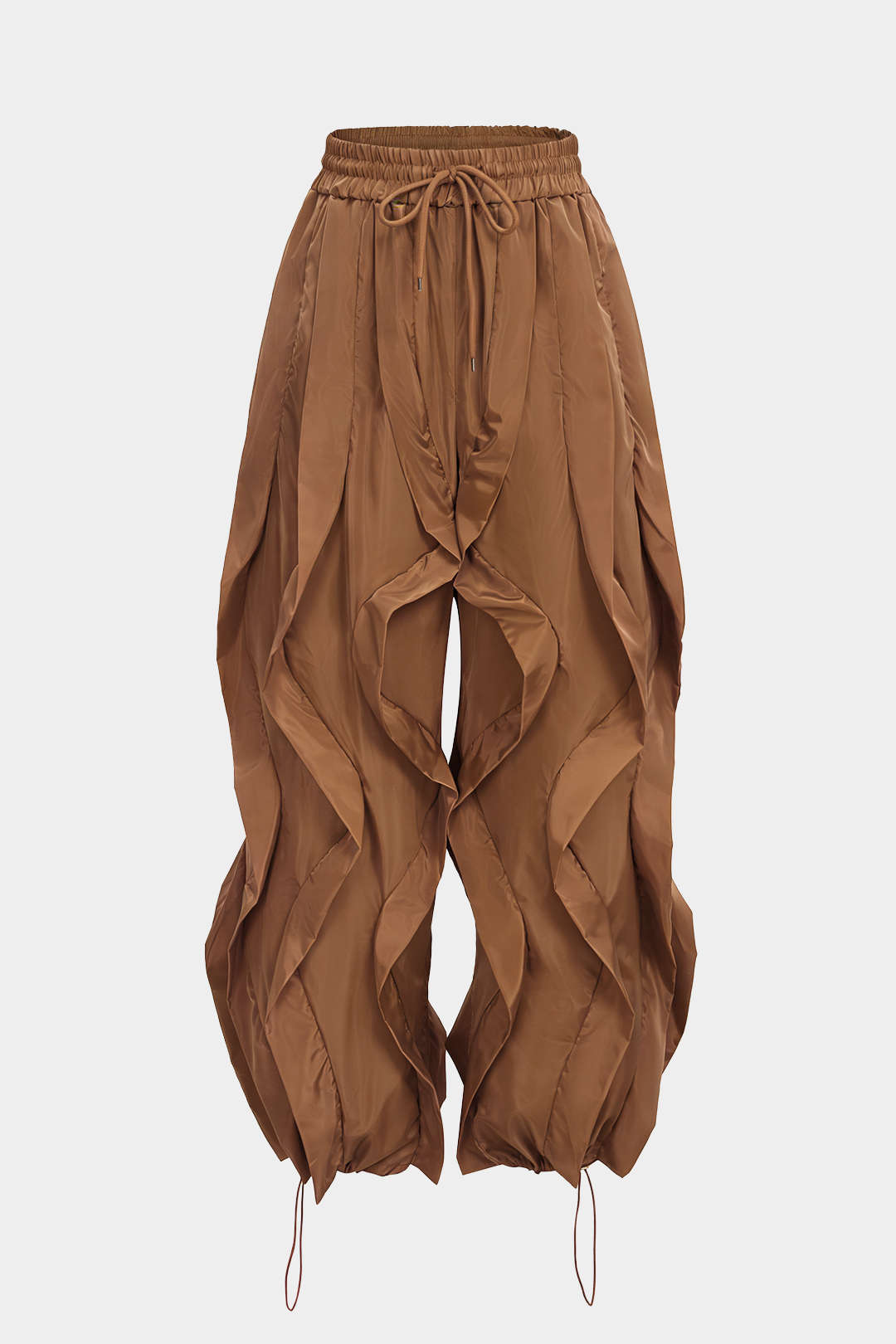 Pantalon ample à volants et cordon de serrage