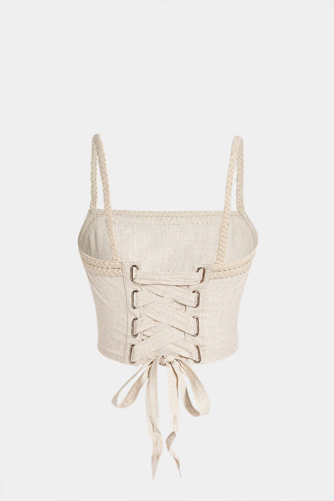 Geflochtenes Patchwork-Cami-Top mit Rückenschnürung