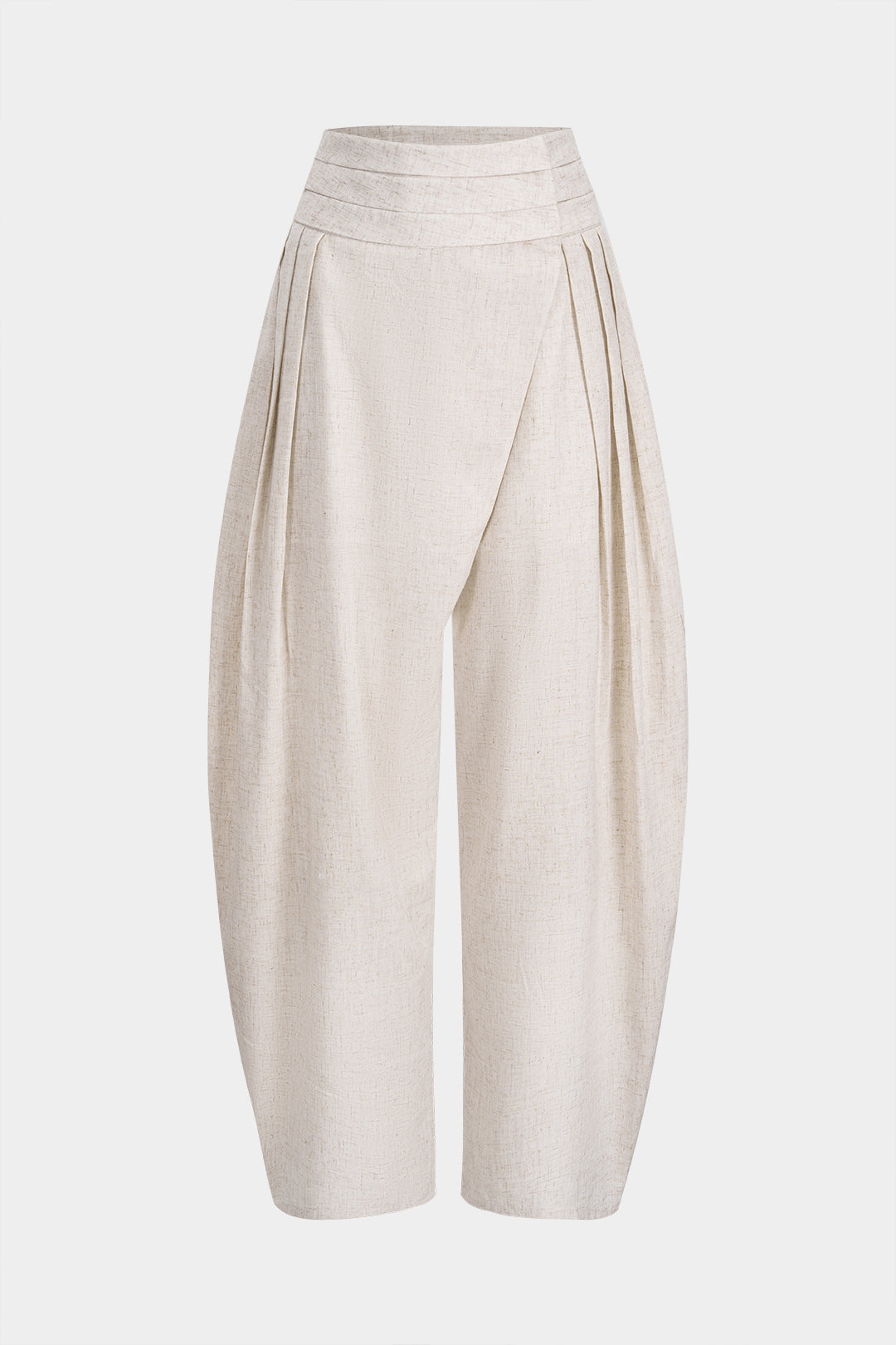 Leinenhose plissiert, asymmetrisch, hoher Bund