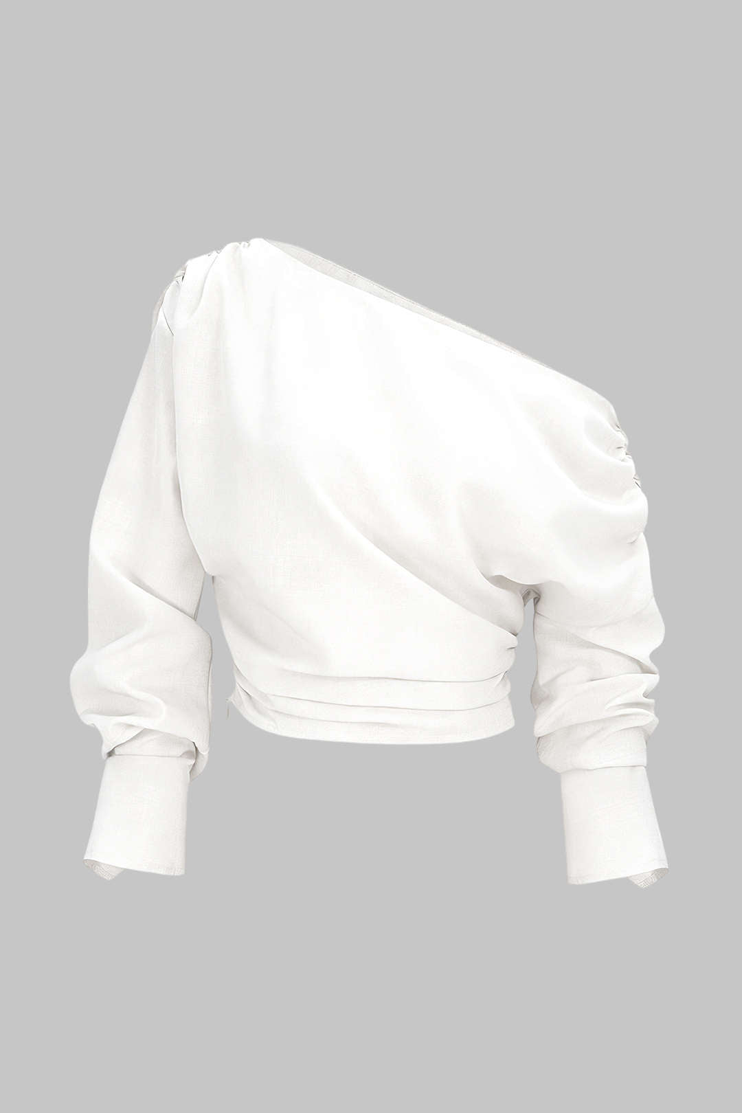 Asymmetrisches Langarmshirt mit Raffungen