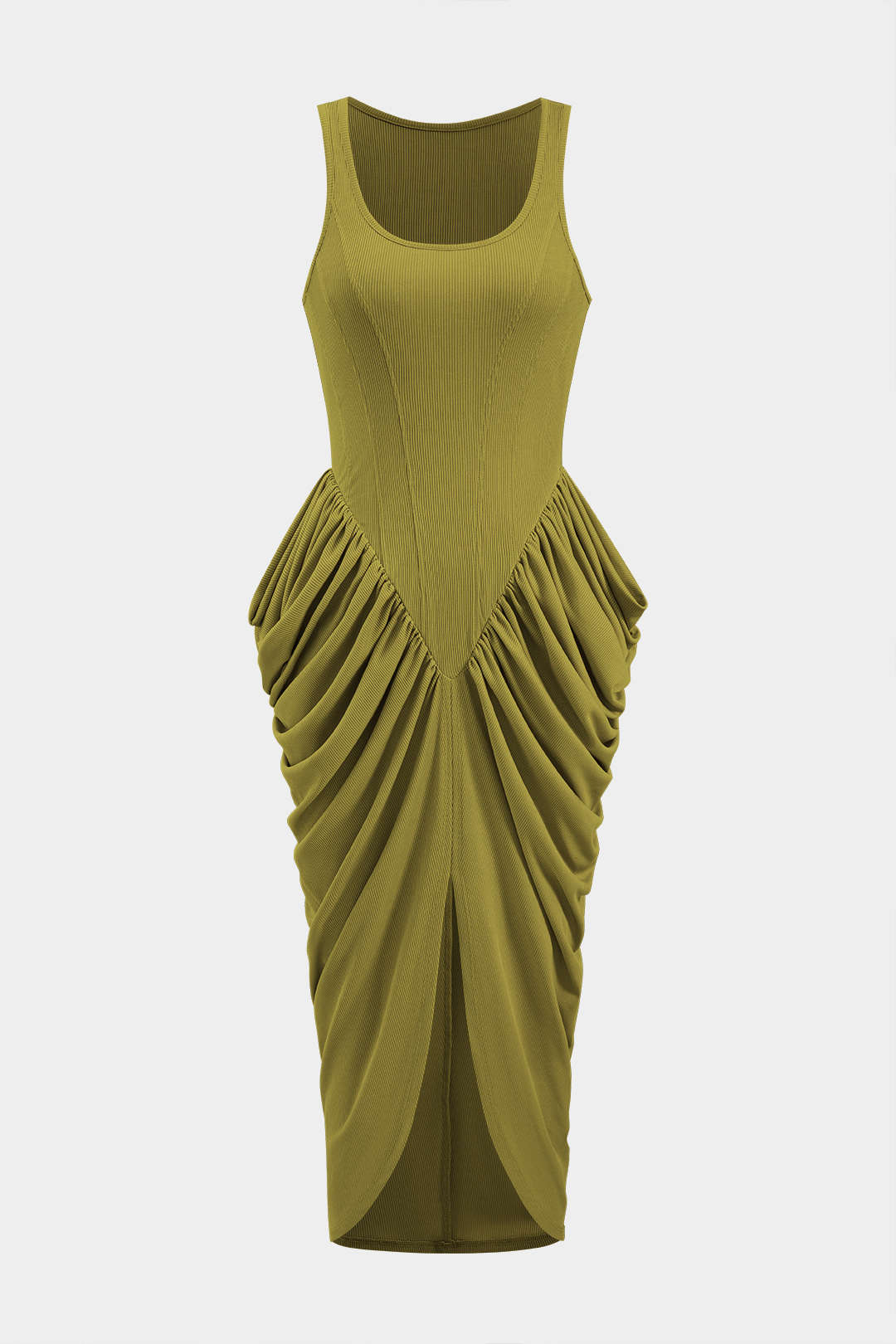 Robe longue froncée corset sans manches