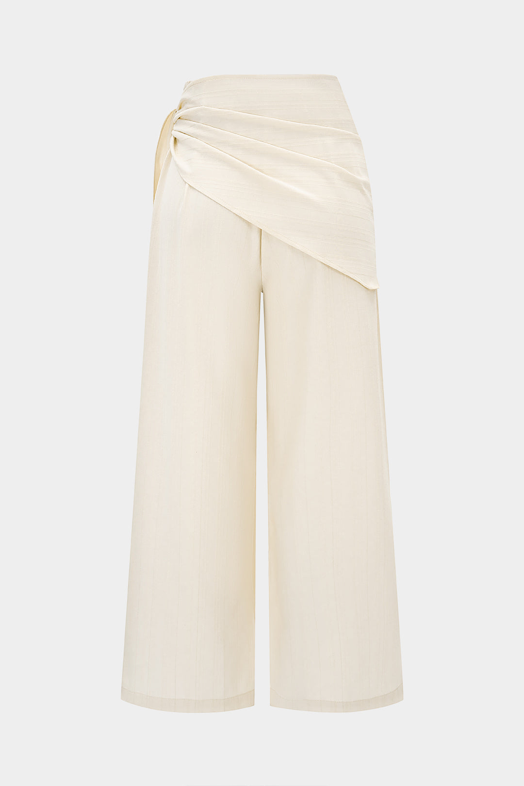 Gestreifte geraffte Hose mit weitem Bein und Bindedetail