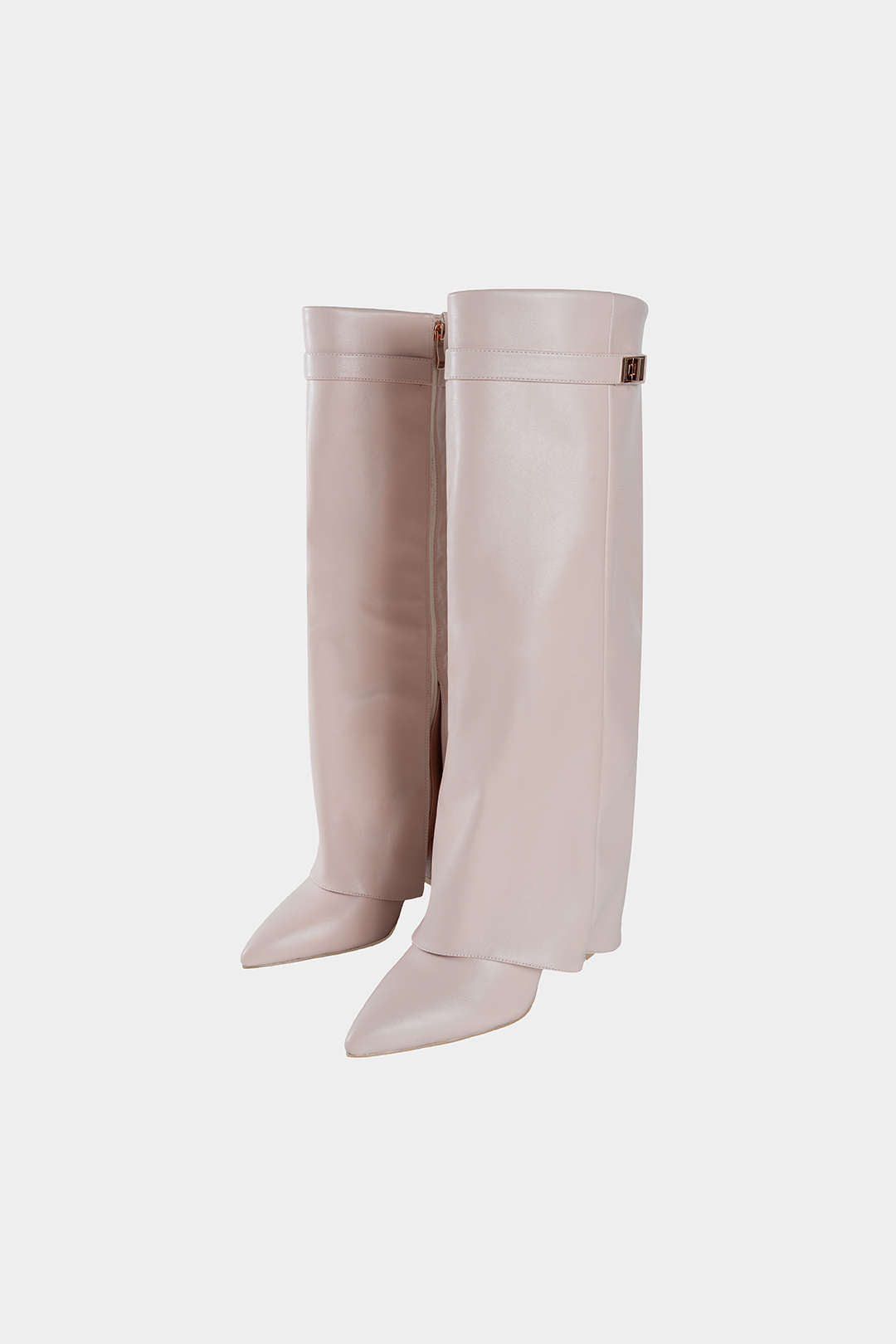 Geraffte spitz zulaufende Kniehohe Stiefel aus Leder