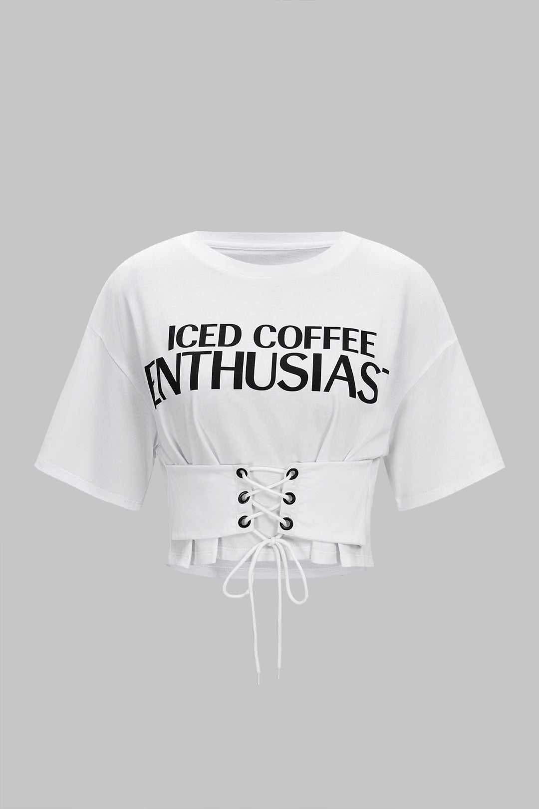 T-shirt à manches courtes et col rond avec lettres imprimées à nouer