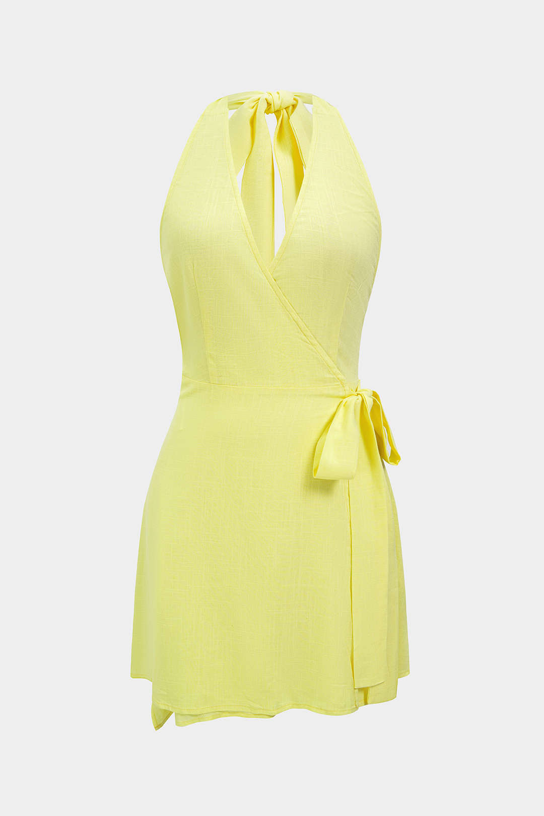 Robe courte sans manches dos nu à col en V et liens.