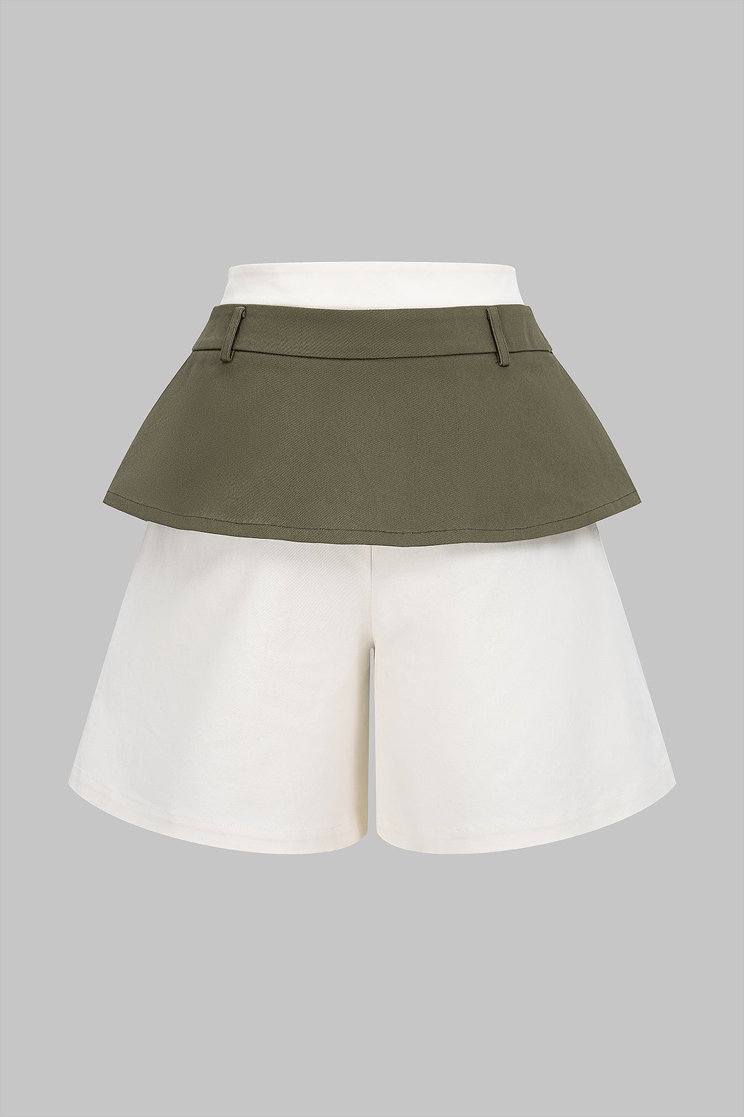 Kontrast-Doppelbund-Reißverschluss-High-Waist-Shorts