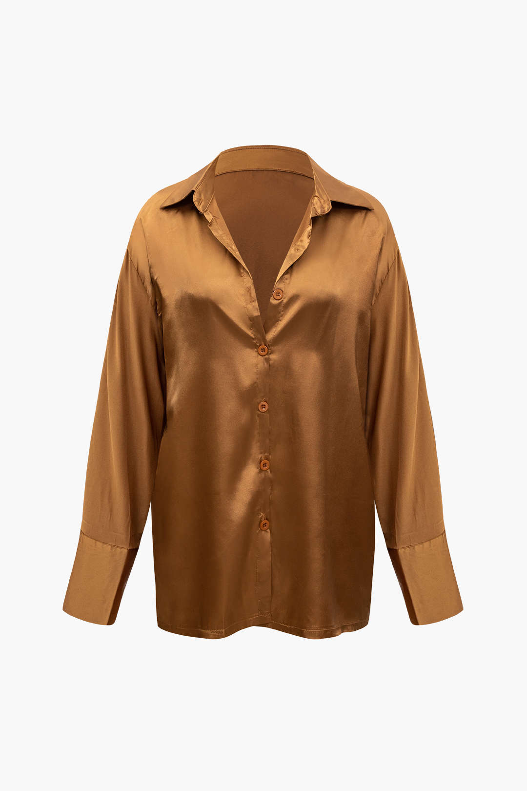 Ensemble chemise à manches longues boutonnée en satin et pantalon