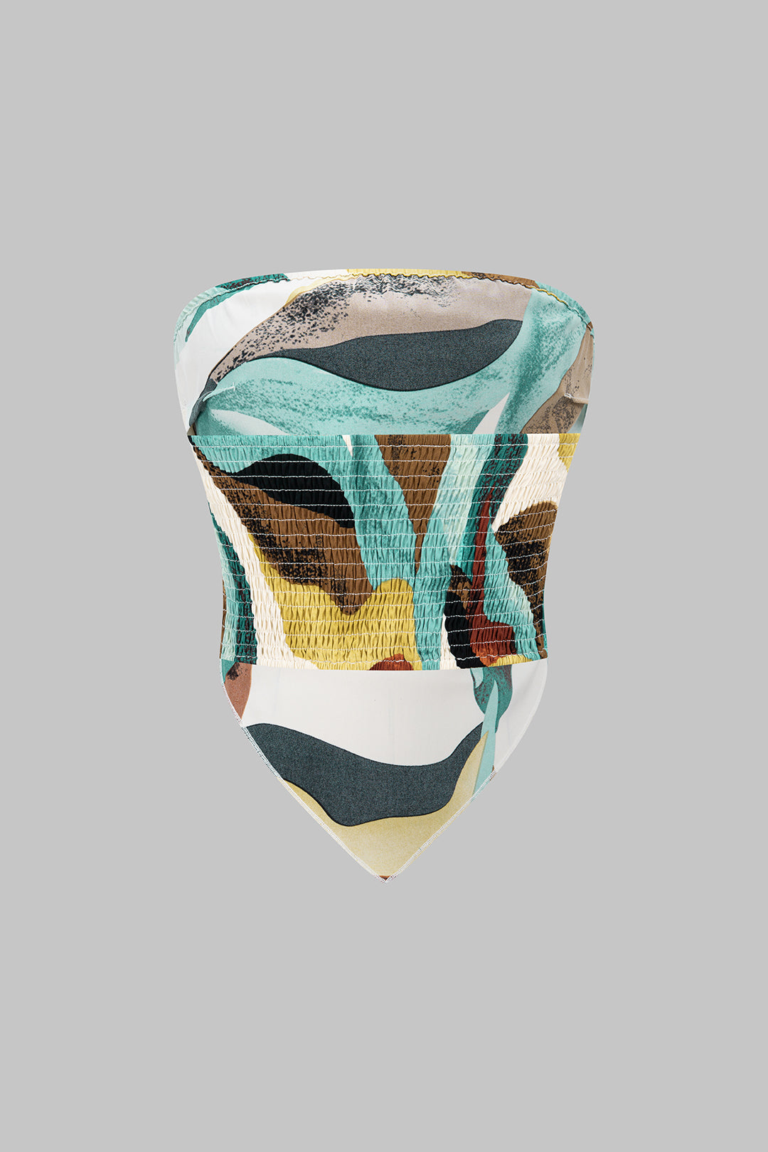 Geometric Print Satin Tube Top