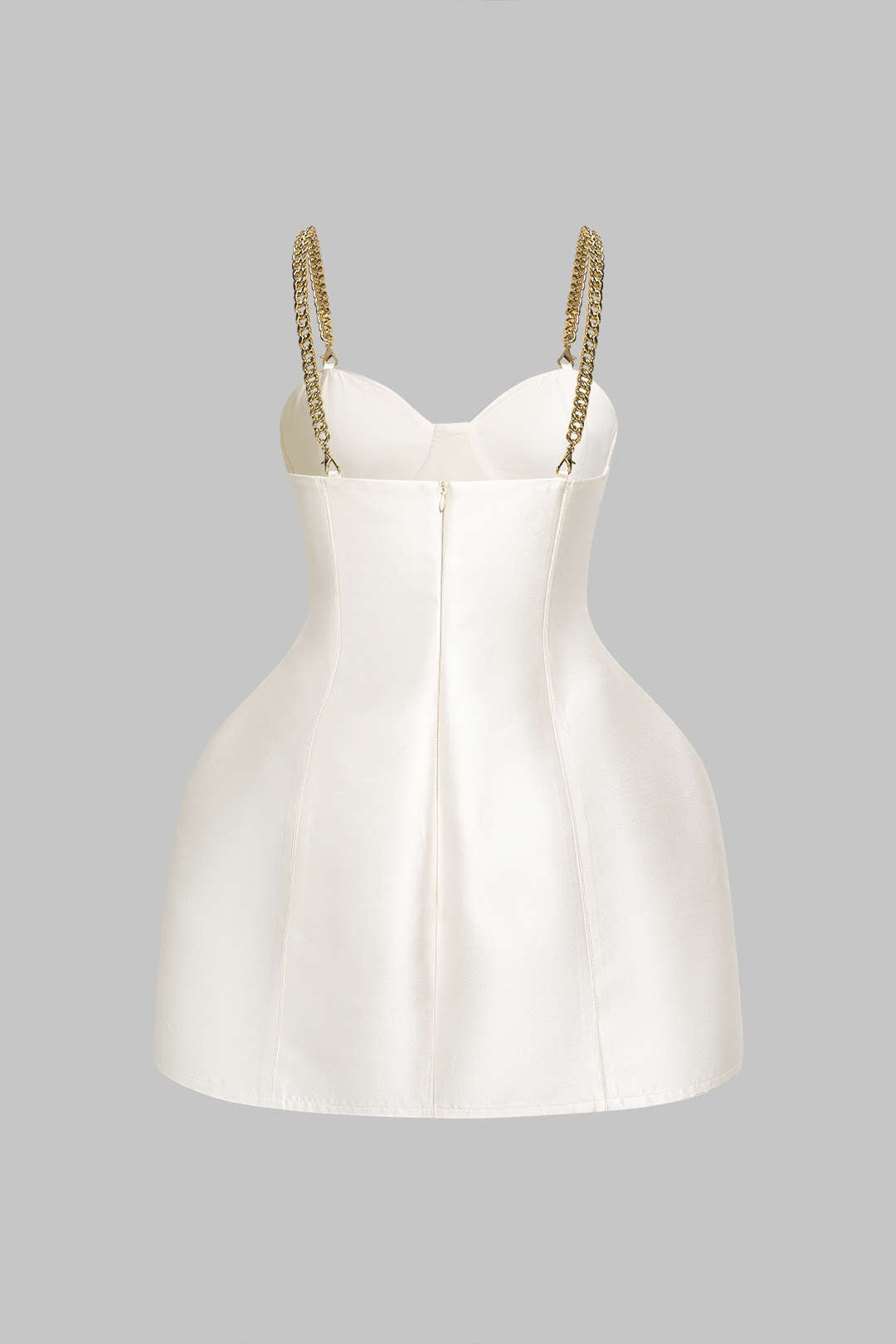 Satin-Metallic-Ketten-Minikleid ohne Ärmel