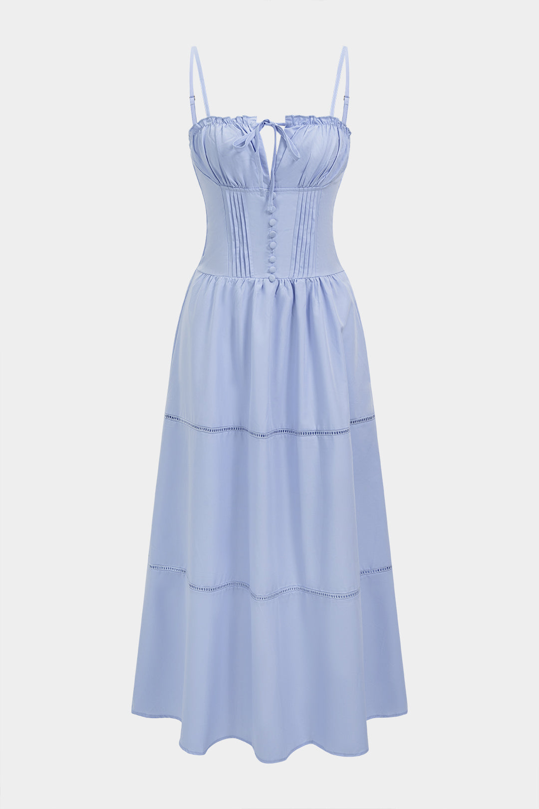 Robe longue sans manches évidée à fronces et liens