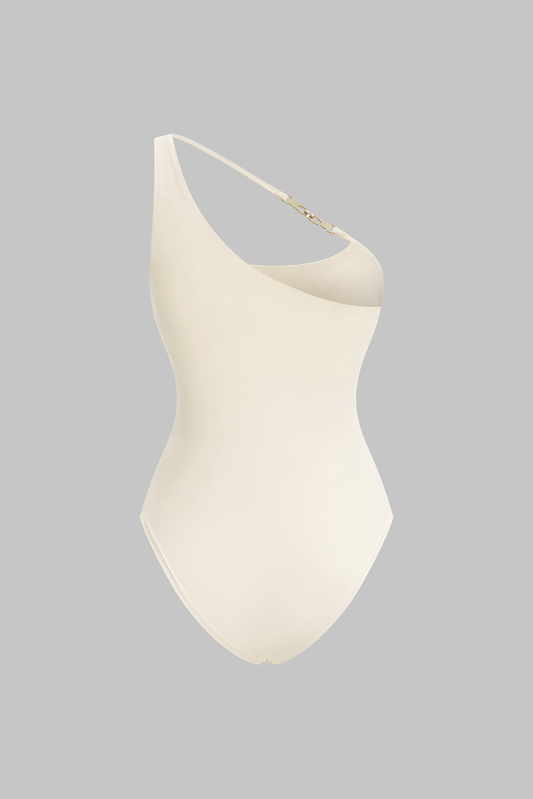 Ärmelloser Metallic-Body mit asymmetrischem Ein-Schulter-Träger