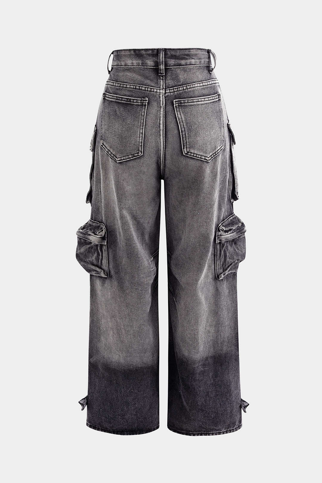 Ombre Multi Pocket Wide Leg Cargo Jeans