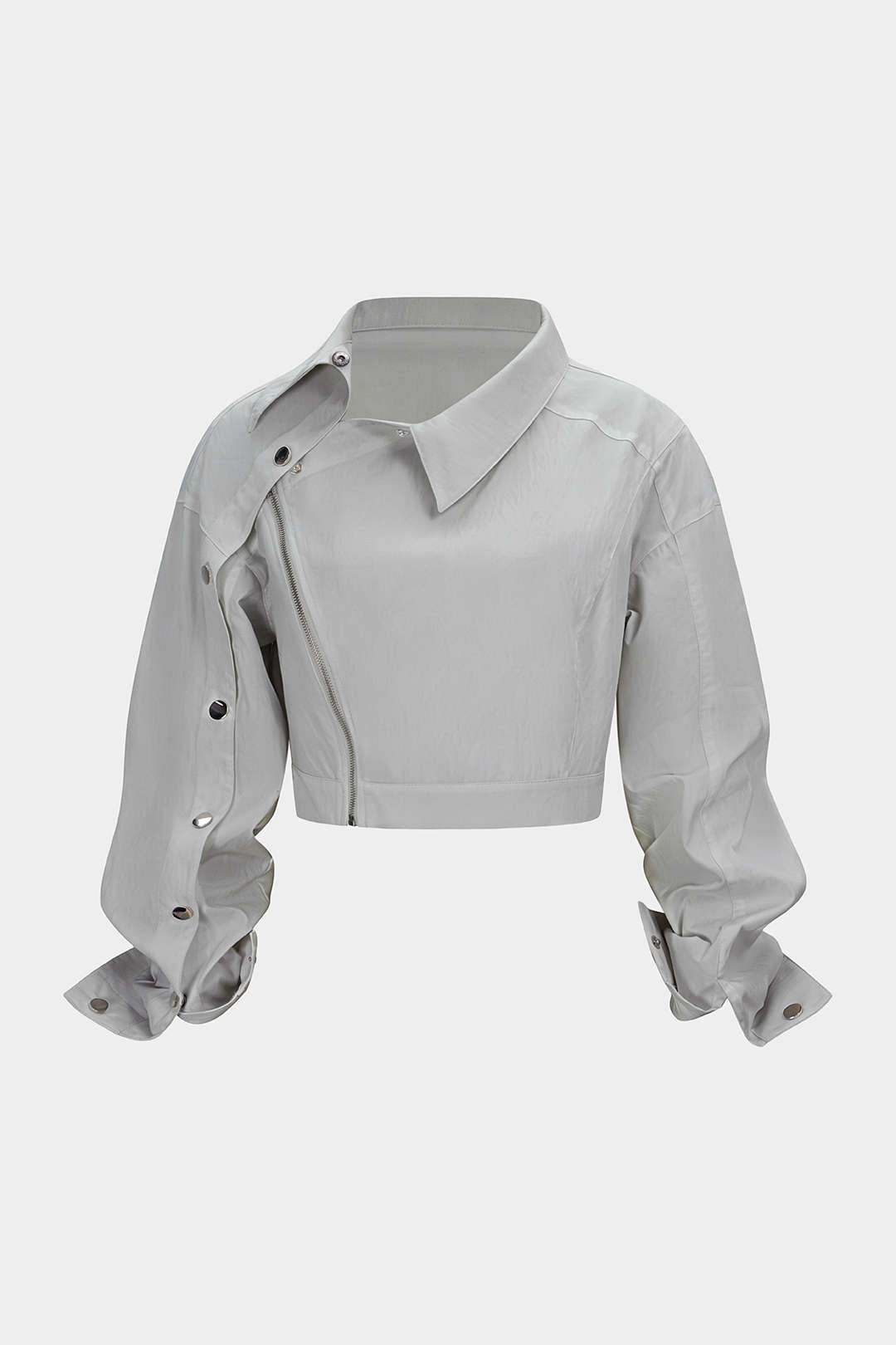 Asymmetrisches Langarmshirt mit Reißverschluss