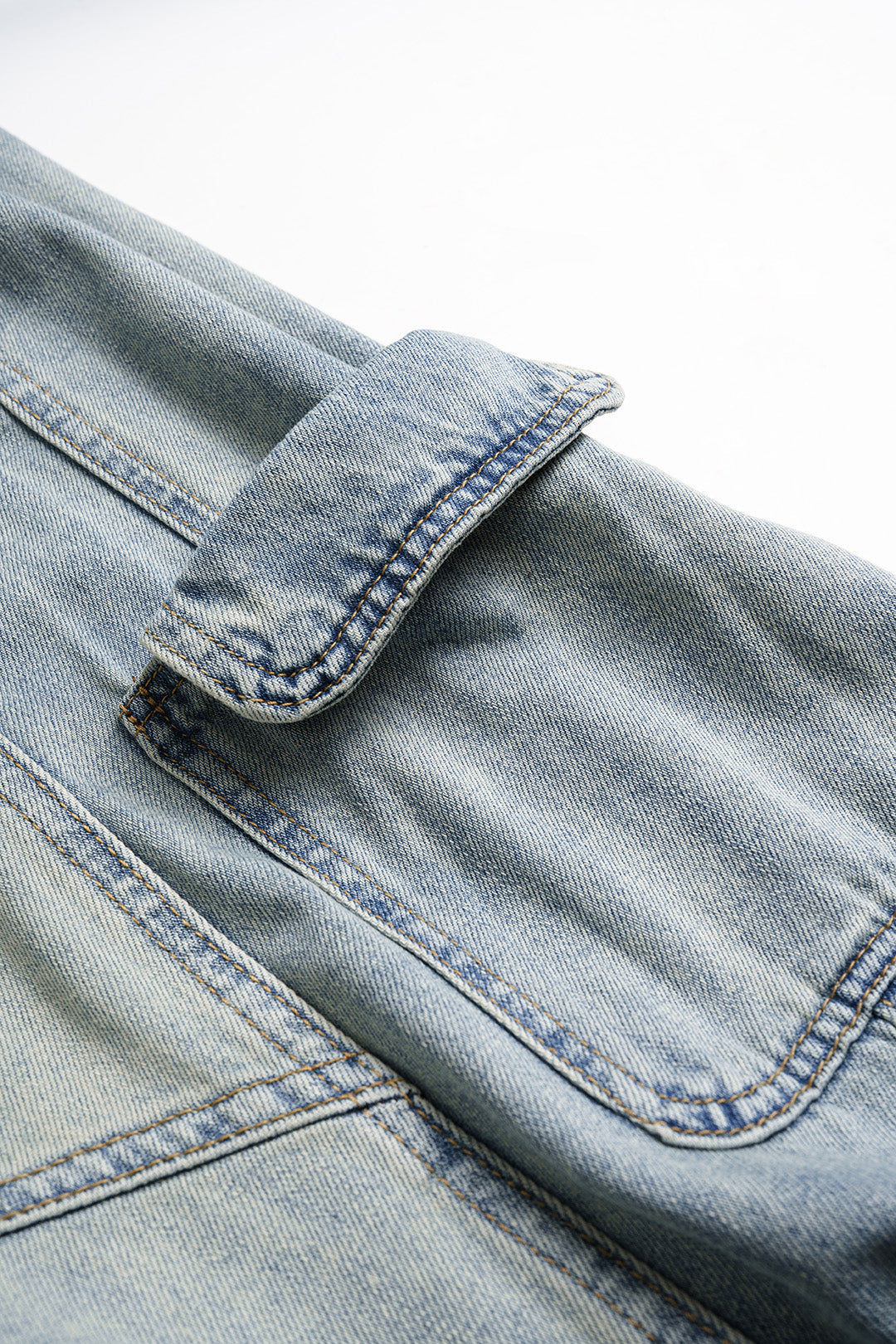 Denim Pocket High Waist Wide Leg Jeans