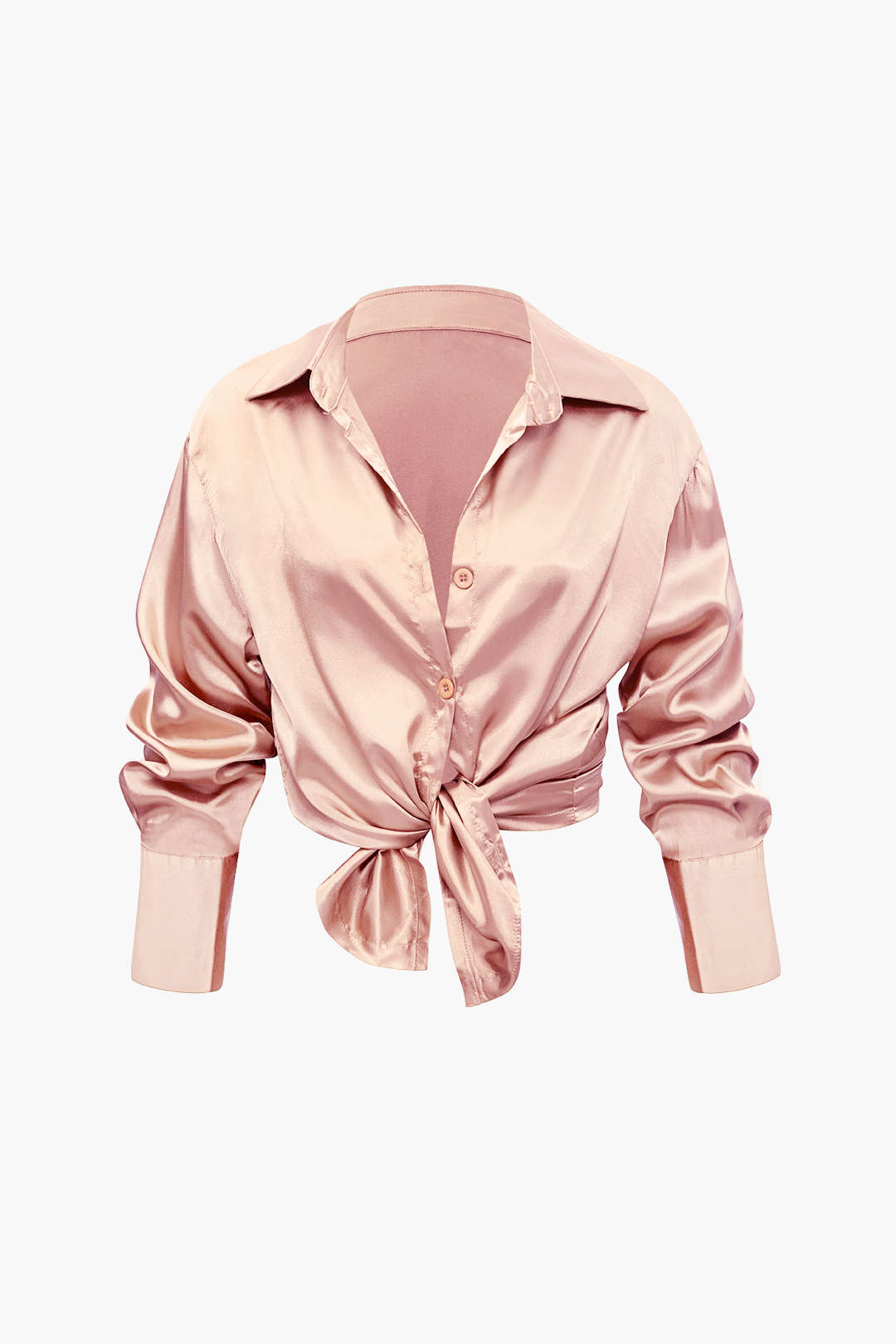 Ensemble chemise à manches longues boutonnée en satin et pantalon