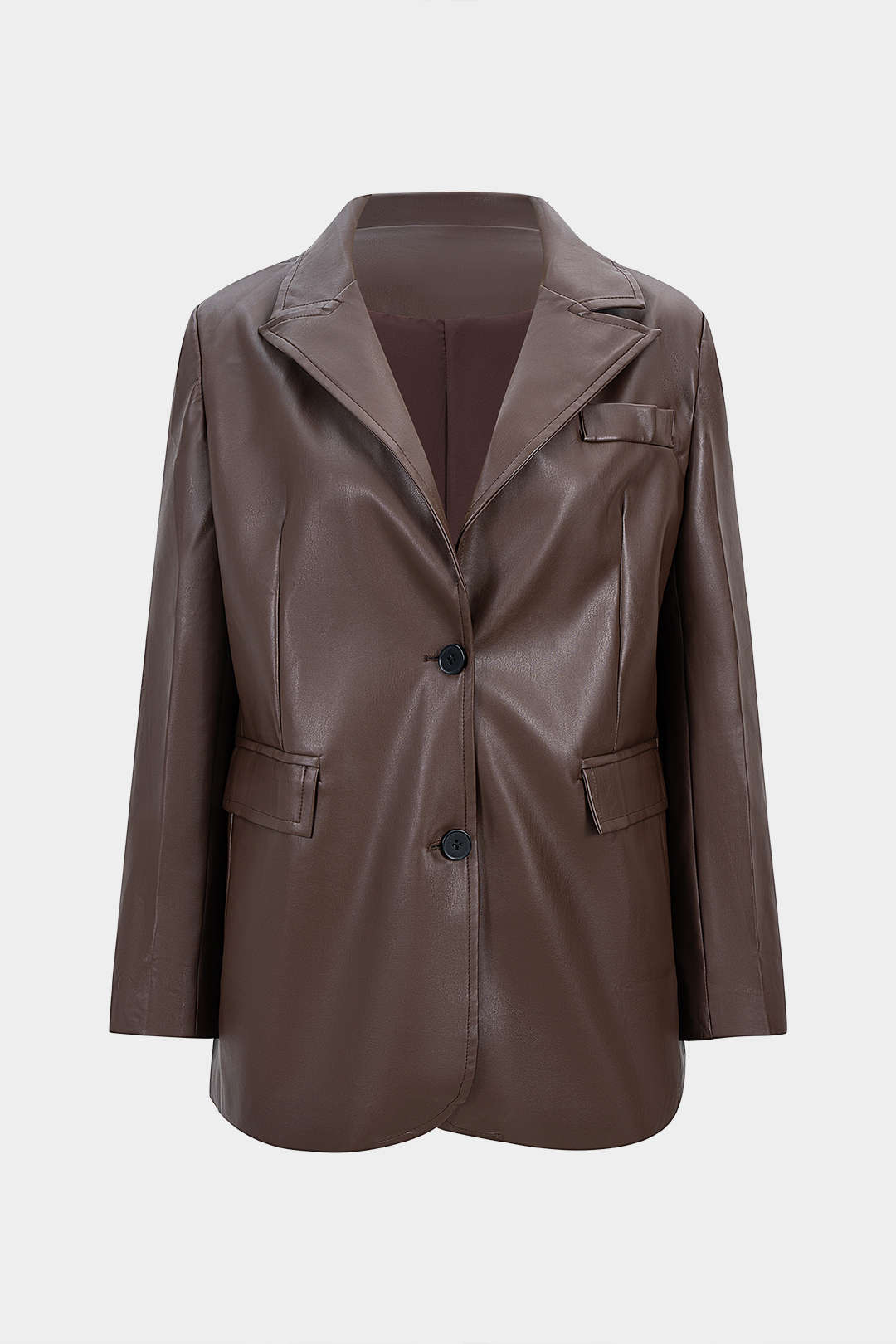 Blazer aus Kunstleder mit Reverskragen und V-Ausschnitt