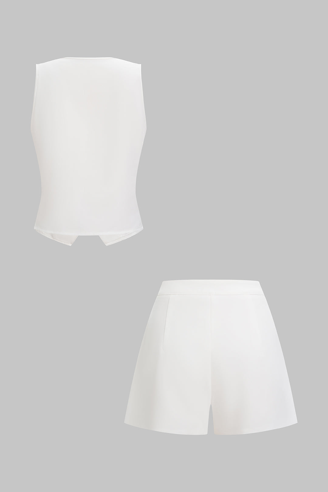 Metallic Weste mit V-Ausschnitt und weite Shorts Set