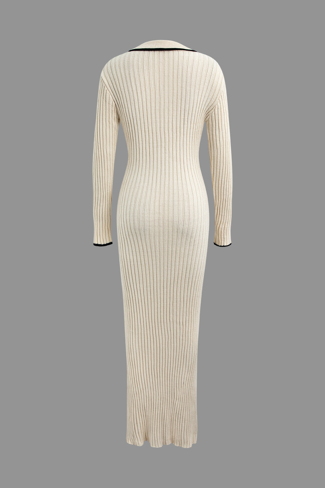 Robe longue en maille à manches longues avec boutons au col