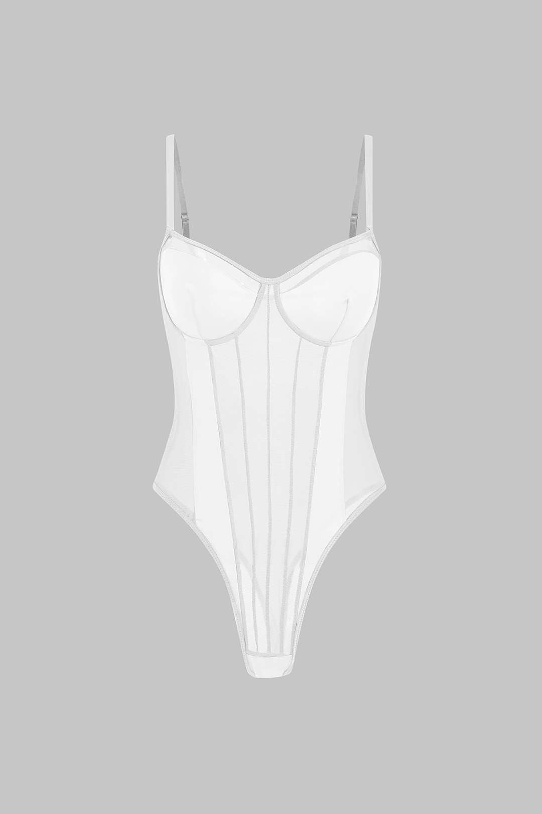 Mesh Backless Sheer Patchwork Corset Slip Sleeveless Bodysuit