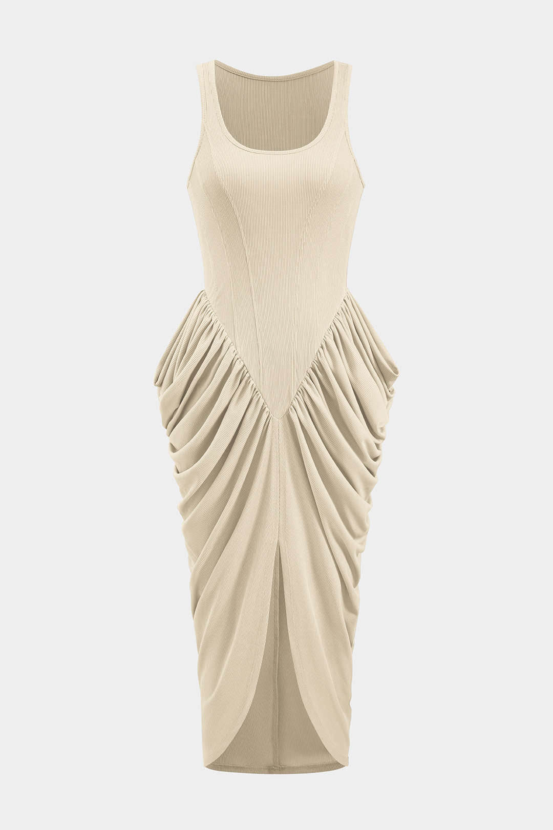 Robe longue froncée corset sans manches
