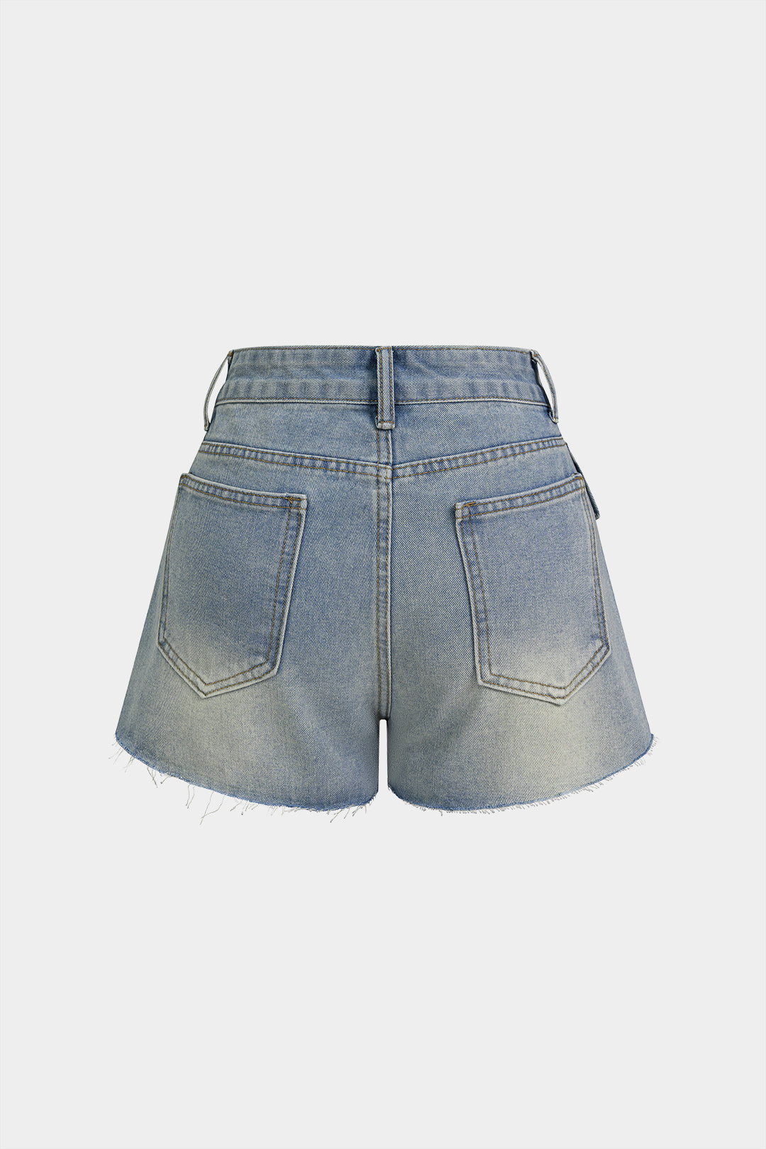 Denim Asymmetrical Frayed Shorts