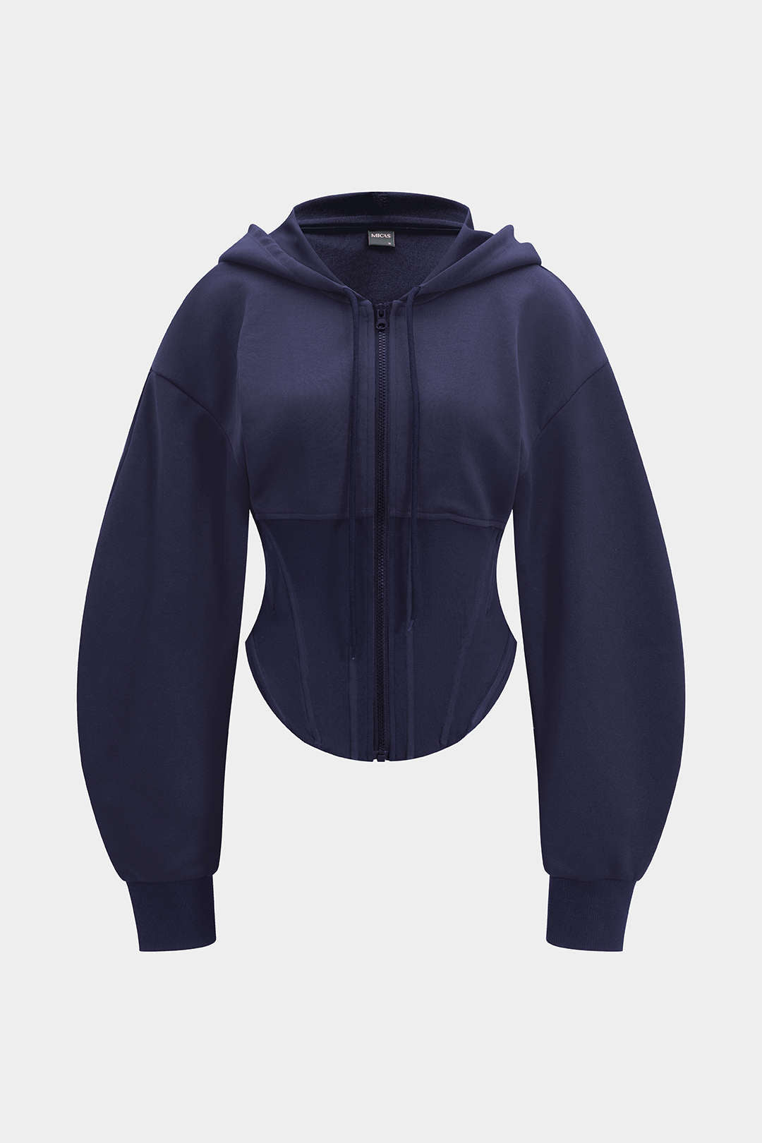 Sweat à capuche corseté à cordon de serrage et fermeture éclair