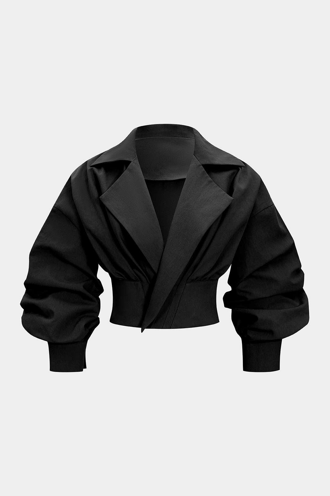 Geraffte V-Ausschnitt-Jacke