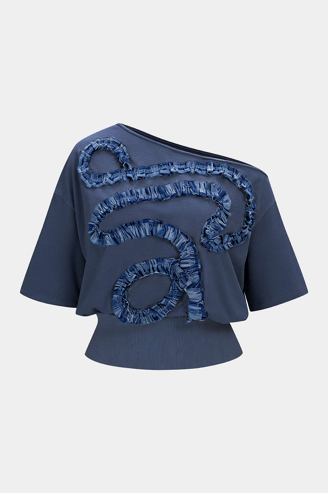 Asymmetrisches Patchwork-Kurzarm-T-Shirt