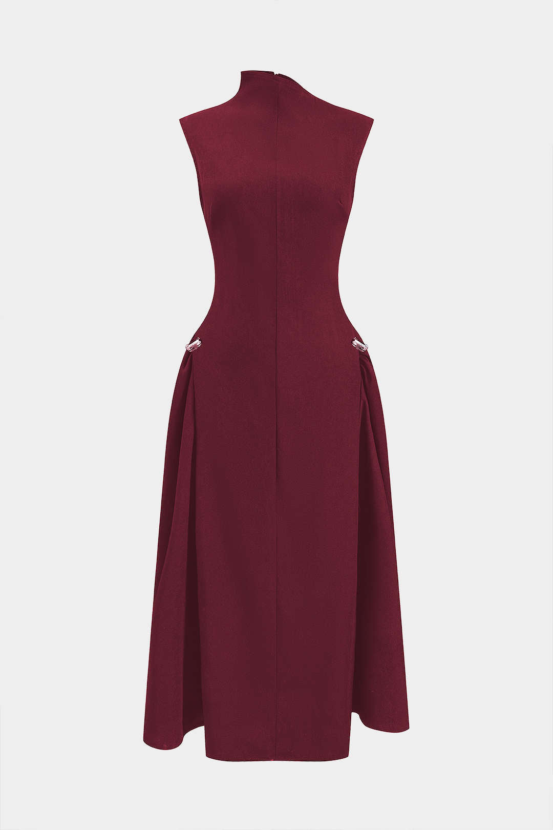 Robe longue sans manches à glissière et décorations métalliques