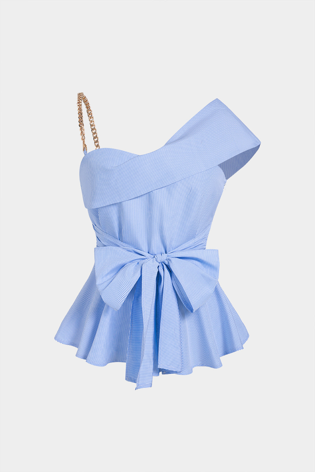 Metallic Chain Bow Asymmetrical Ruched Cami Top
